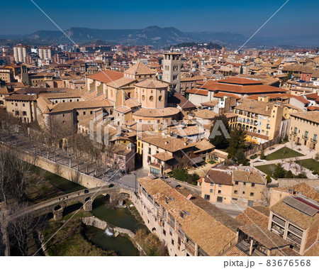 Cathedral and Romanesque bridge in Vic 83676568