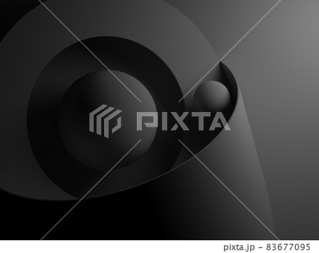 Abstract black still life installation with geometric primitives. 3d art 83677095