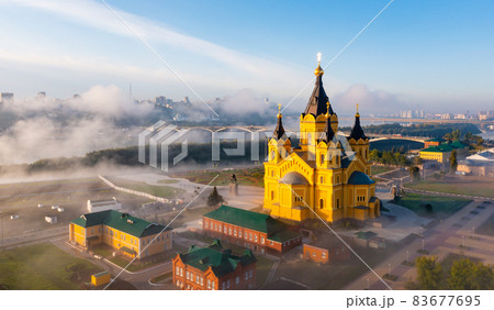 Cathedral of St. Alexander Nevsky from helicopter. City of Nizhny Novgorod Cathedral of St. Alexander Nevsky from helicopter. City of Nizhny Novgorod 83677695
