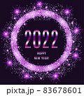 2022 Happy New Year glowing violet background.  83678601