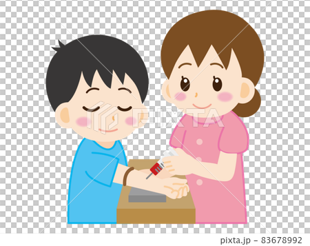 採血をする男の子のイラスト素材5のイラスト素材 6792