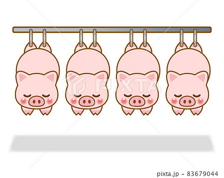 食肉センターで加工される豚のイラストのイラスト素材