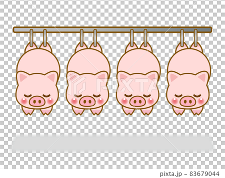 Illustration of a pig processed at a meat center Illustration of a pig processed at a meat center 83679044