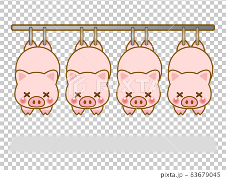 Illustration of a pig processed at a meat center 2 Illustration of a pig processed at a meat center 2 83679045