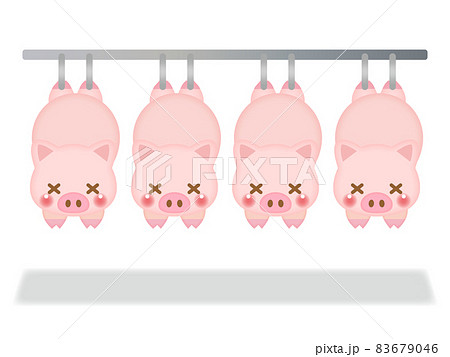 食肉センターで加工される豚のイラスト3のイラスト素材