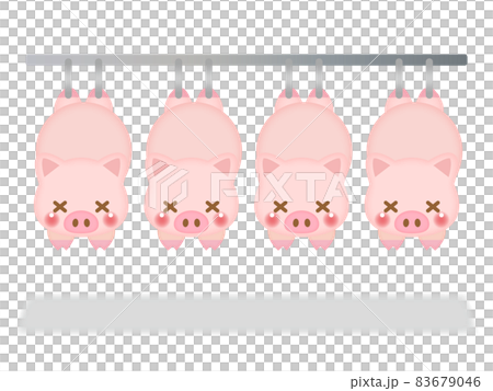 Illustration of a pig processed at a meat center 3 Illustration of a pig processed at a meat center 3 83679046
