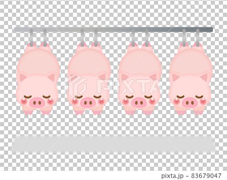 Illustration of a pig processed at a meat center 4 Illustration of a pig processed at a meat center 4 83679047