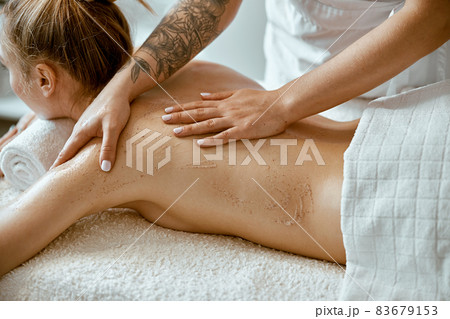 confident female specialist is doing relaxingの写真素材