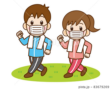 ウォーキングする男女のイラスト素材5のイラスト素材