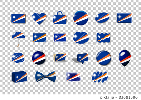 Marshall Islands-21 national flag illustration set 83681590