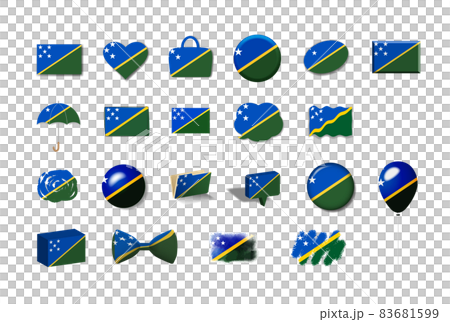Solomon Islands-21 national flag illustration set 83681599