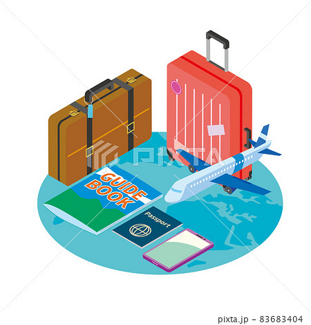 海外旅行をイメージしたアイソメトリックイラストのイラスト素材 6404