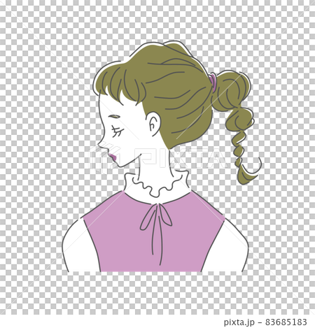 ポニーテールのおしゃれな女性のイラスト素材のイラスト素材 6851