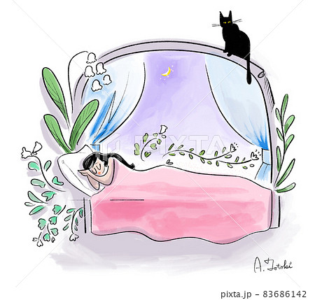 ベッドですやすや眠る女性のイラスト 83686142