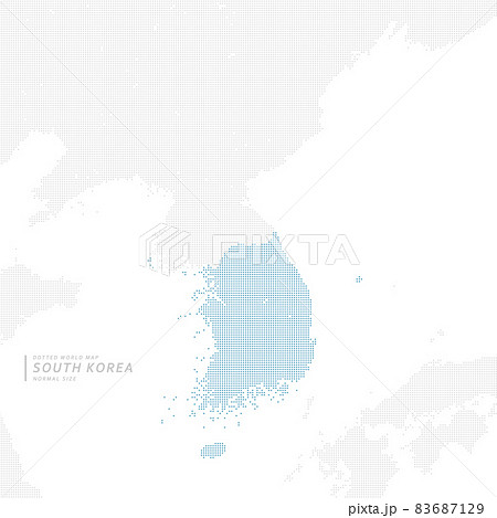 近隣諸国を含む、韓国の青いドットマップ 近隣諸国を含む、韓国の青いドットマップ 83687129