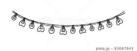 Garland with bulbs for carnival or celebration. Decor lamp garland isolated on white background. Vector illustration 83687643