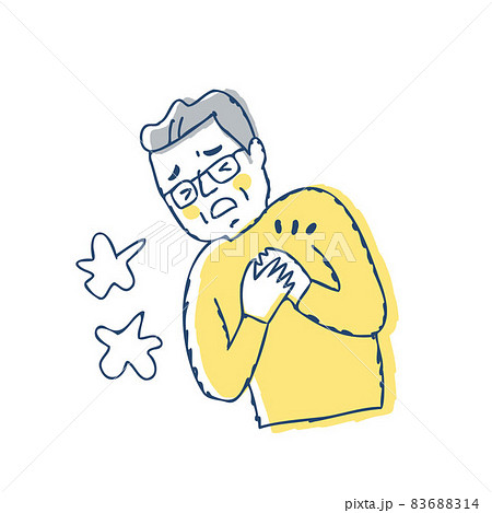 胸が苦しいシニア男性 83688314