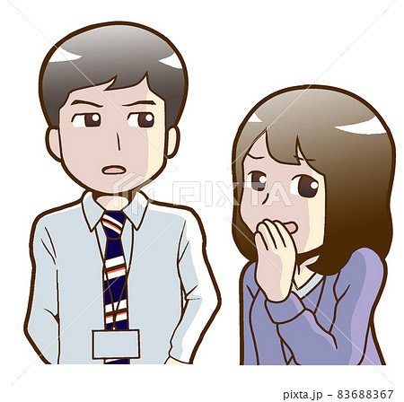 ひそひそと噂 うわさ 話をする会社員の男女 世間話 伝聞 のイラスト素材 6867