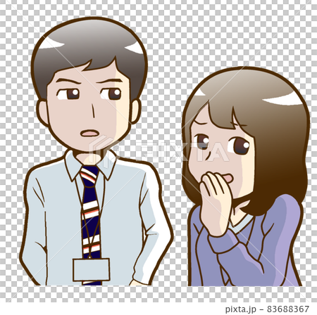 ひそひそと噂 うわさ 話をする会社員の男女 世間話 伝聞 のイラスト素材 6867