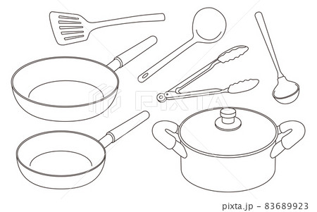 フライパンと両手鍋とキッチン小物 83689923