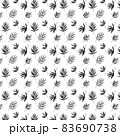 Black and white tropical palm leaves seamless pattern.  83690738