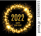 2022 Happy New Year glowing gold background. Vector illustration 83690955