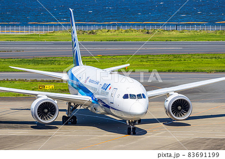 羽田空港の風景・タキシングする旅客機・全日空 羽田空港の風景・タキシングする旅客機・全日空 83691199