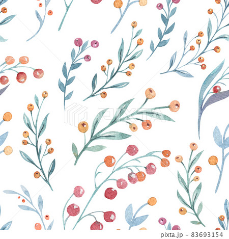 Watercolor Merry Christmas seamless pattern snowman, christmas tree, santa holiday invitation. Christmas gift celebration cards. Winter new year design. 83693154