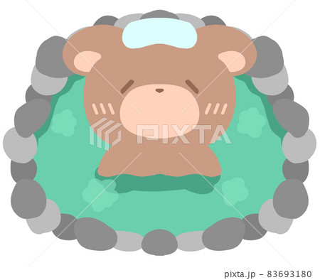 温泉につかるクマ 83693180