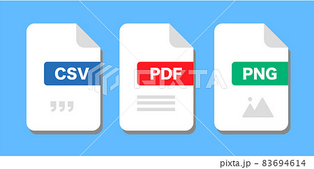 Csv Pdf Pngのシンプルなファイルフォーマットのアイコンのイラスト素材