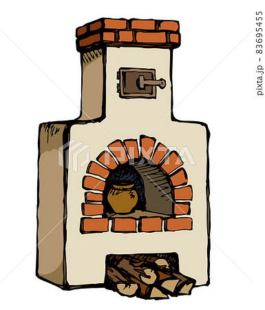 Old Russian stove. Vector drawing 83695455