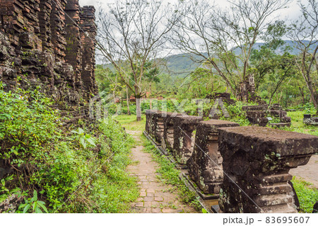 Temple ruin of the My Son complex, Vietnam. Vietnam opens to tourists again after quarantine Coronovirus COVID 19 Temple ruin of the My Son complex, Vietnam. Vietnam opens to tourists again after quarantine Coronovirus COVID 19 83695607