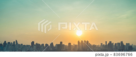 Beautiful sunset cityscape and high-rise buildings in metropolis city center Beautiful sunset cityscape and high-rise buildings in metropolis city center 83696766