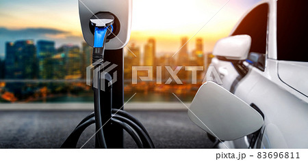 EV charging station for electric car in concept of green energy and eco power 83696811