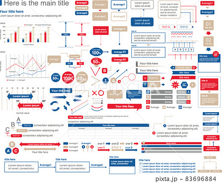 図表素材パターンセット赤系 83696884