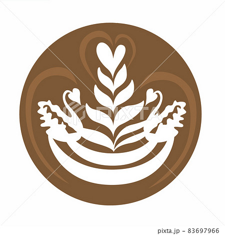 Swan with Rosetta Heart Coffee Latte art Logo isolated on white background, Digital illustration Swan with Rosetta Heart Coffee Latte art Logo isolated on white background, Digital illustration 83697966