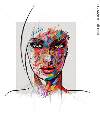 Beautiful young sexy woman over grunge background 83699731