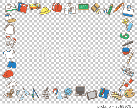 かわいい小学校の勉強道具フレーム　 83699793
