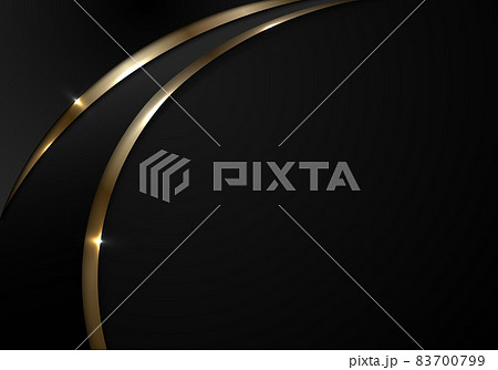 Abstract elegant 3D black and gold curve with lighting on dark background luxury style 83700799