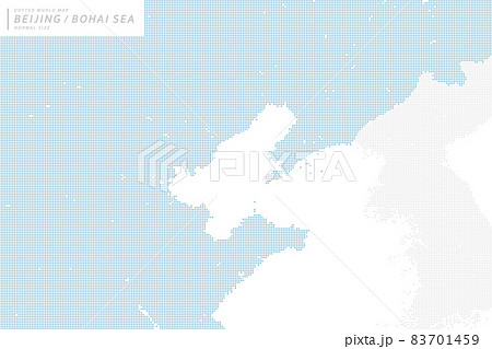 中国、渤海中心とした青いドットマップ 83701459