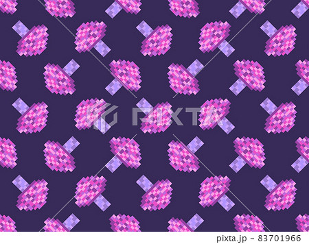 Pixel mushrooms seamless pattern. 8 bit mushroom, retro graphics in the style of the 80s - 90s. Design for printing, wrapping paper and advertising. Vector illustration 83701966