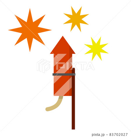Rocket for fireworks. Firecracker and explosion. Cartoon flat illustration Rocket for fireworks. Firecracker and explosion. Cartoon flat illustration 83702027
