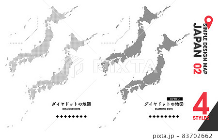 デザインマップ「JAPAN 02」4点 日本 地図 ドット 83702662