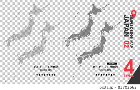 デザインマップ「JAPAN 02」4点 日本 地図 ドット 83702662