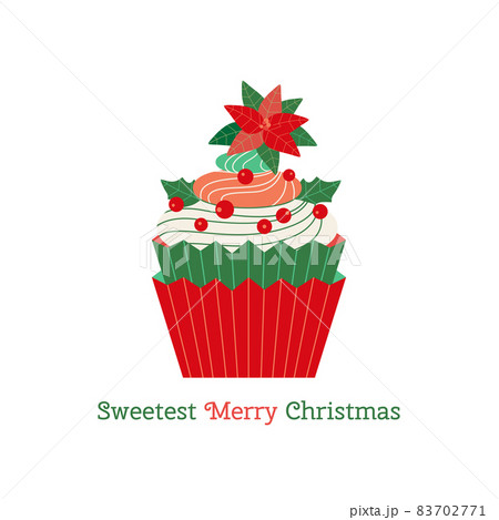 Sweet Christmas flower cute cupcake vector icon 83702771