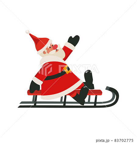 Cute Santa Claus sleddign on sleigh vector icon Cute Santa Claus sleddign on sleigh vector icon 83702775