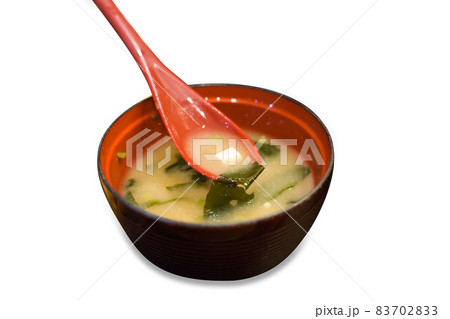 Die cut of miso soup on white isolated. Die cut of miso soup on white isolated. 83702833