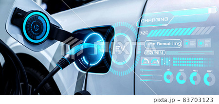 EV charging station for electric car in concept of alternative green energy 83703123