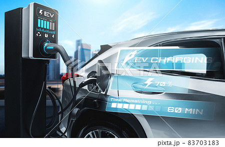 EV charging station for electric car in concept of alternative green energy 83703183