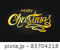 Gold Merry Christmas Vector Lettering. Greeting Card on black background. Vector illustration 83704218